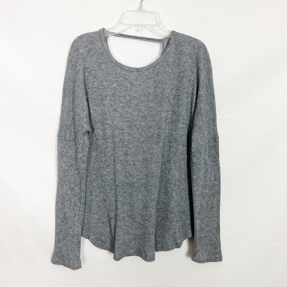 7th Ray Vintage Twisted Back Long Sleeve Gray Top Size Small Soft Lightweight